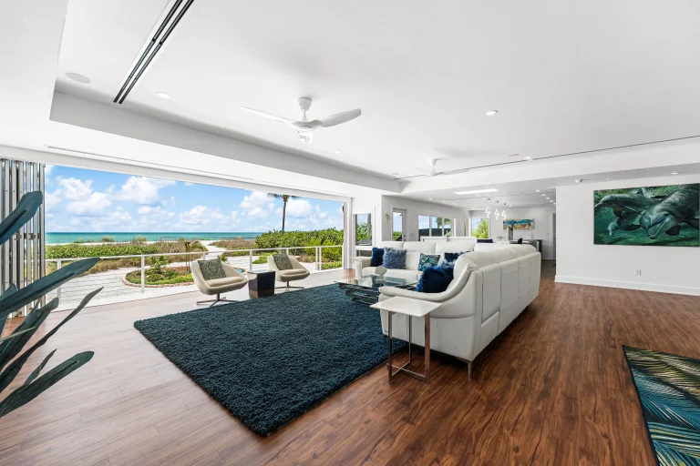 Living room with open views to the water